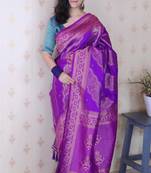 purple soft art silk saree with unstiched blouse
