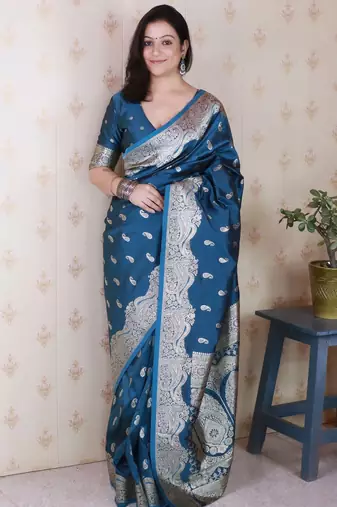 rama banarasi soft art silk saree with unstiched blouse