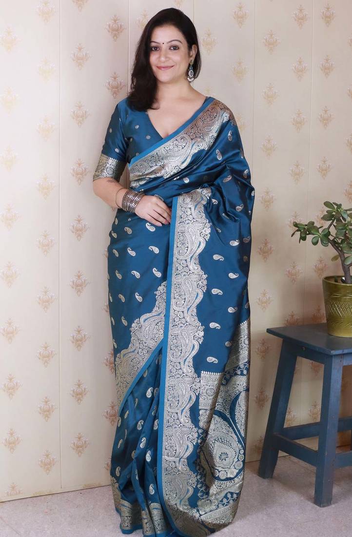 rama banarasi soft art silk saree with unstiched blouse