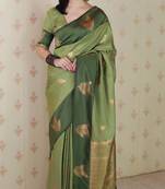 pista soft art silk saree with unstiched blouse