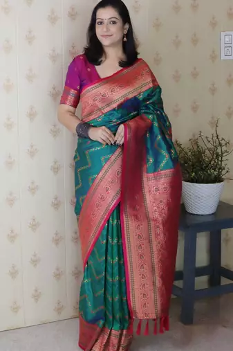 rama banarasi soft art silk saree with unstiched blouse