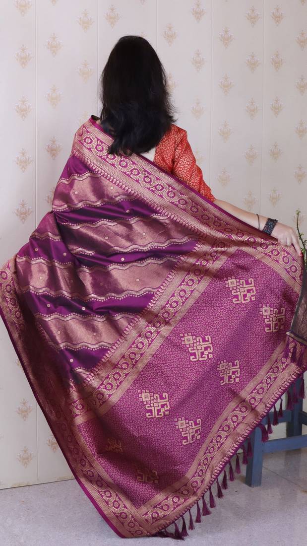 dark wine soft art silk saree with unstiched blouse