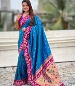 rama paithani saree with unstiched blouse