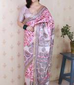 multi color tussar art silk saree with unstiched blouse