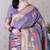 lavender soft art silk saree with unstiched blouse
