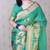 green soft art silk saree with unstiched blouse