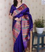 violet soft art silk saree with unstiched blouse