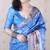 blue tussar art silk saree with unstiched blouse