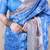 blue tussar art silk saree with unstiched blouse