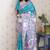 turquoise blue tussar art silk saree with unstiched blouse