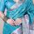 turquoise blue tussar art silk saree with unstiched blouse