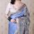 navy blue tussar art silk saree with unstiched blouse