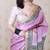 light pink tussar art silk saree with unstiched blouse