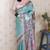 sea green tussar art silk saree with unstiched blouse