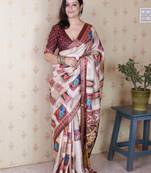 maroon katki art silk saree with unstiched blouse