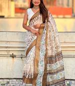 mehendi soft chanderi crush saree with unstiched blouse