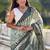 green soft chanderi crush saree with unstiched blouse