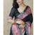 black tussar art silk saree with unstiched blouse