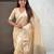 cream soft organza saree with unstiched blouse