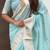 teal soft organza saree with unstiched blouse
