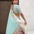 teal soft organza saree with unstiched blouse