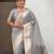 light grey soft organza saree with unstiched blouse