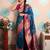 navy blue paithani saree with unstiched blouse