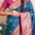 navy blue paithani saree with unstiched blouse