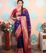 purple paithani saree with unstiched blouse