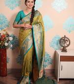 mehendi paithani saree with unstiched blouse