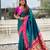 teal paithani saree with unstiched blouse