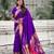 dark purple soft art silk saree with unstiched blouse
