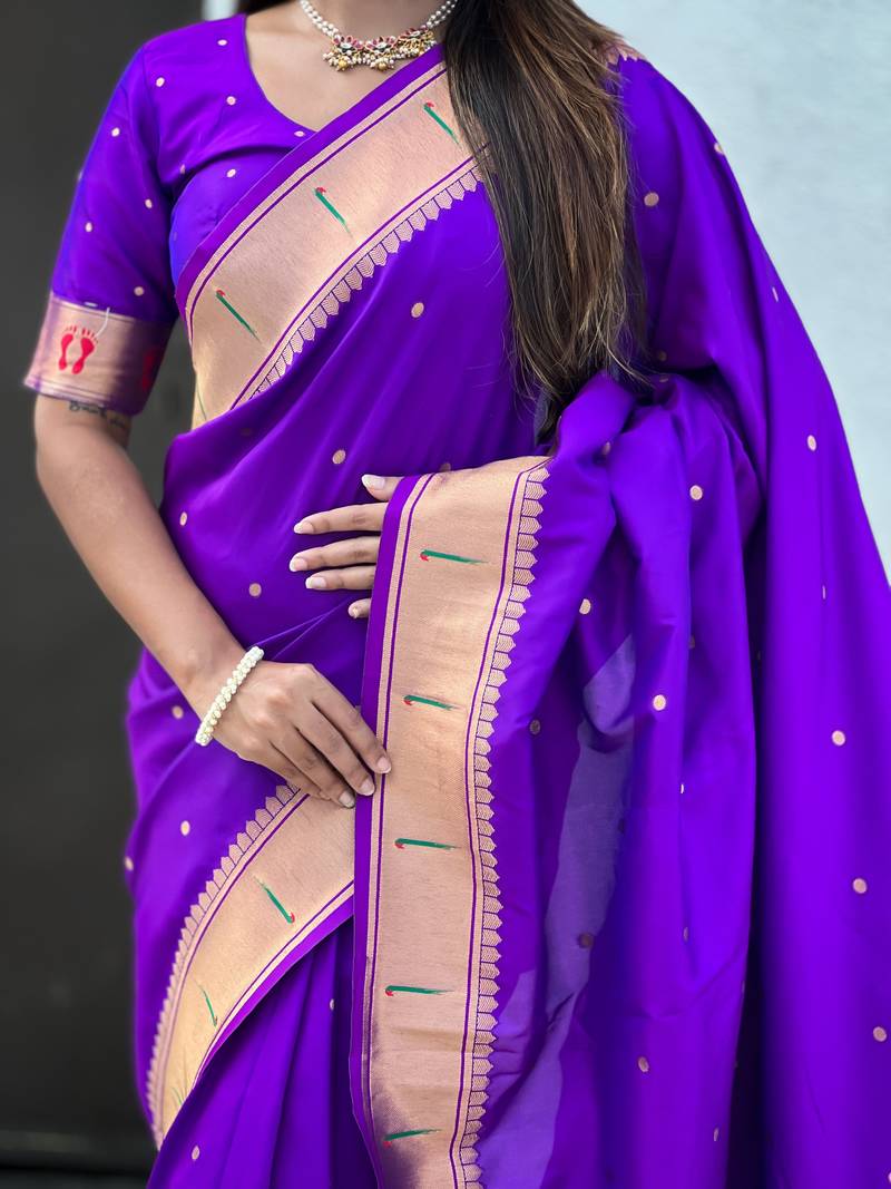 dark purple soft art silk saree with unstiched blouse