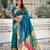 turquoise blue soft art silk saree with unstiched blouse