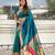 turquoise blue soft art silk saree with unstiched blouse