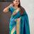 turquoise blue soft art silk saree with unstiched blouse