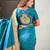 turquoise blue soft art silk saree with unstiched blouse