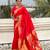 red soft art silk saree with unstiched blouse