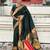 dark green soft art silk saree with unstiched blouse