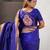 dark blue soft art silk saree with unstiched blouse