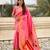 pink soft art silk saree with unstiched blouse