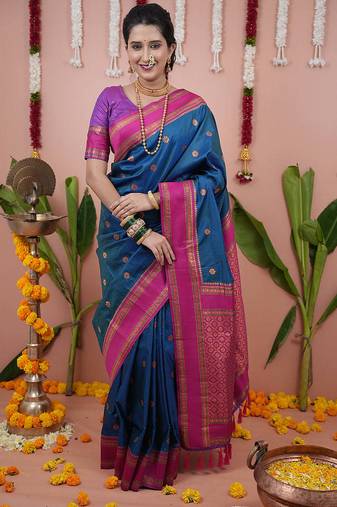 rama pink soft art silk saree with unstiched blouse