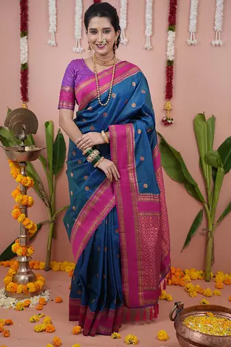 rama pink soft art silk saree with unstiched blouse