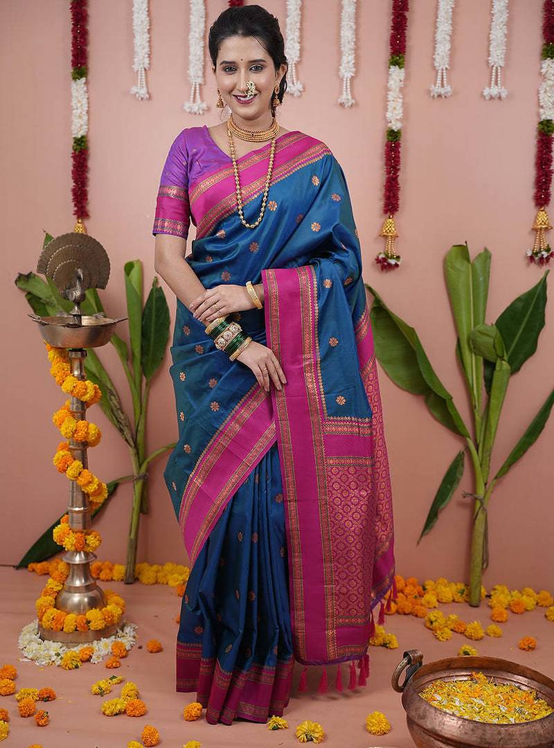 rama pink soft art silk saree with unstiched blouse