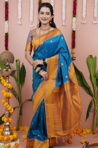 rama gold  soft art silk saree with unstiched blouse