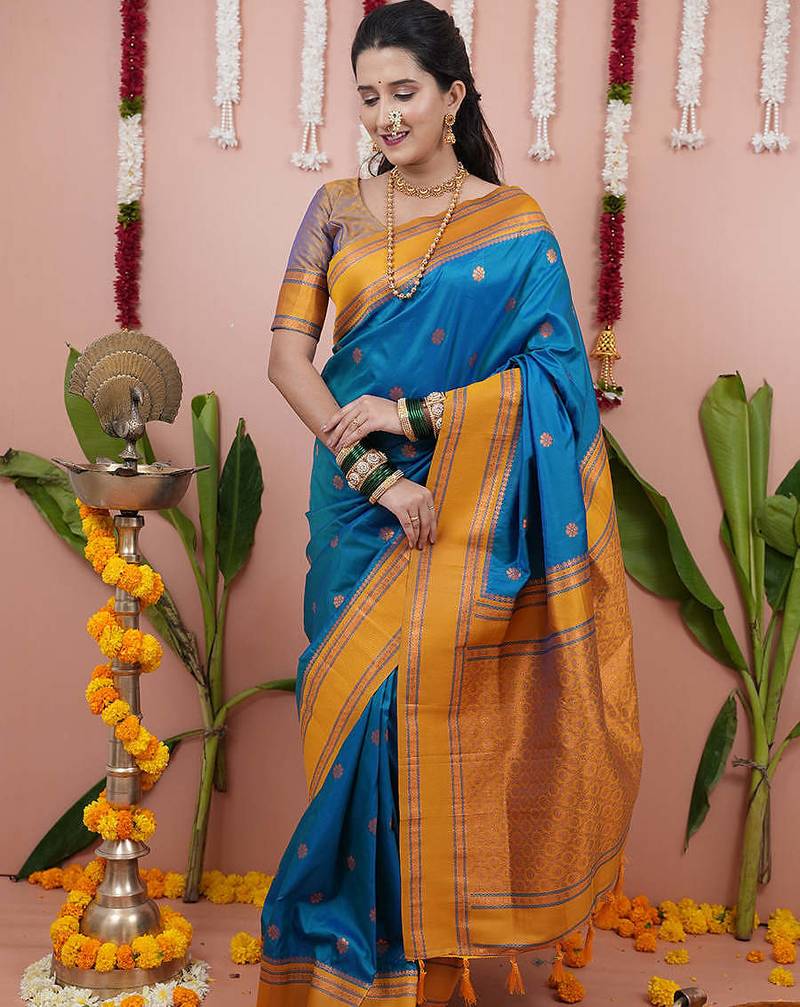 rama gold  soft art silk saree with unstiched blouse