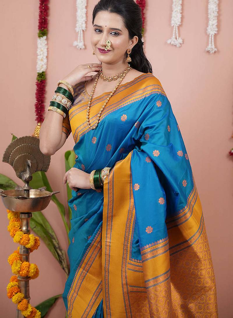 rama gold  soft art silk saree with unstiched blouse