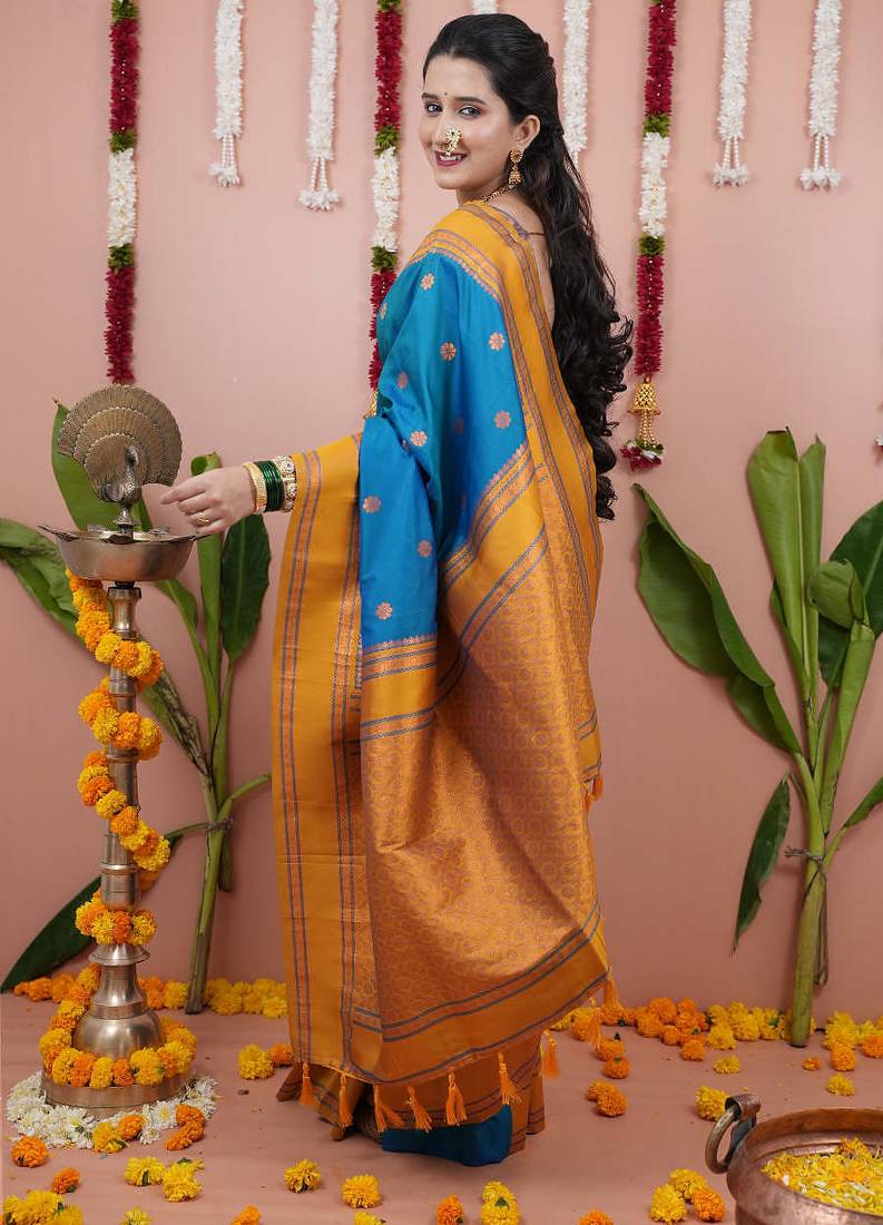 rama gold  soft art silk saree with unstiched blouse