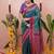 green soft art silk saree with unstiched blouse