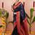navy soft art silk saree with unstiched blouse